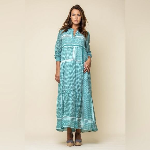Vintage Ibiza Long Sleeve Cotton Maxi Dress Free Size - Picture 1 of 14